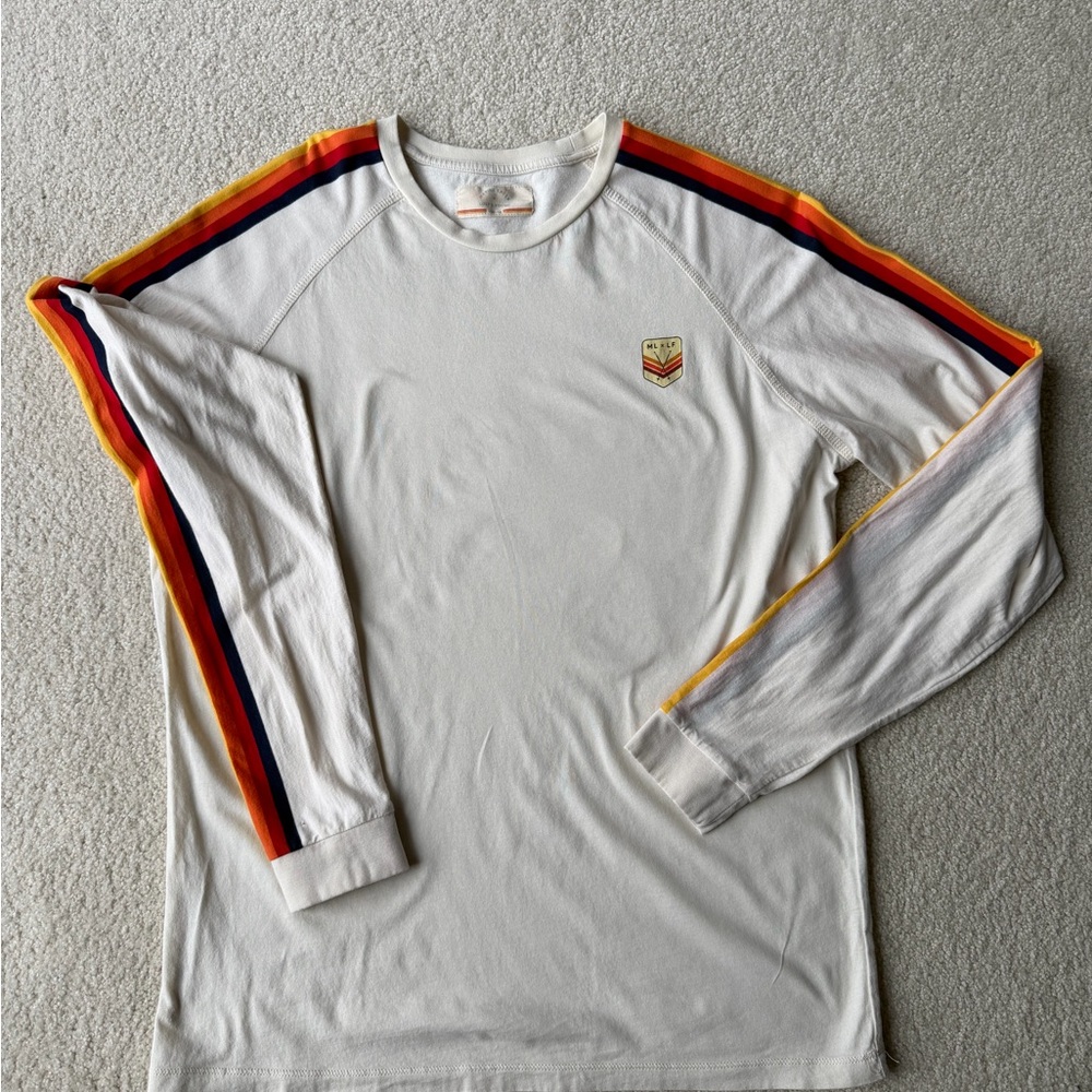 Marine Layer White Long Sleeve with Colorful Stripes